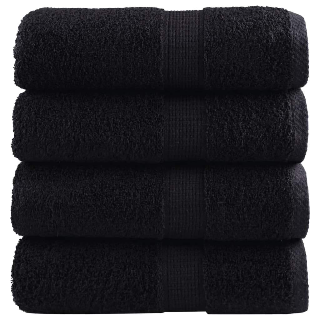 Asciugamani Premium SOLUND 4 pz Nero 30x30 cm 600 g/m²