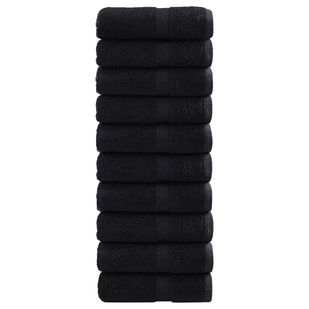 Asciugamani per Ospiti SOLUND 10 pz Neri 30x50 cm 600 g/m²