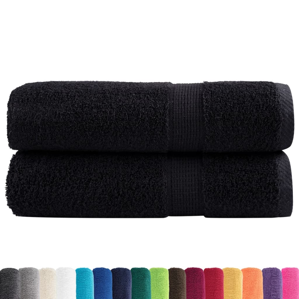 Asciugamani Premium SOLUND 2 pz Neri 50x100 cm 600 g/m² - homemem39