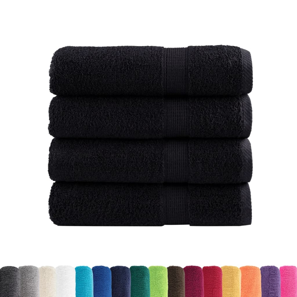 Asciugamani Premium SOLUND 4 pz Neri 50x100 cm 600 g/m² - homemem39