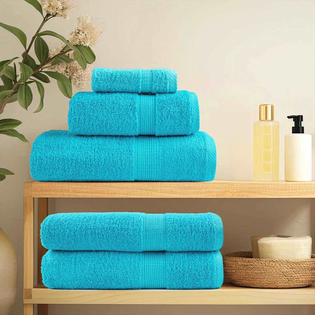 Asciugamano per Ospiti SOLUND 4 pz Turchese 15 x 21 cm 550 gsm | homemem39