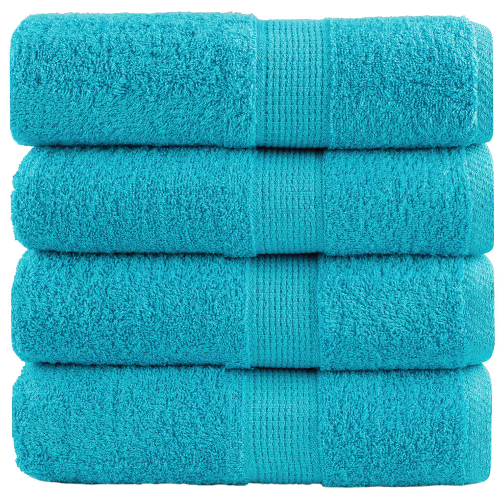 Asciugamani Premium SOLUND 4 pz Turchese 30x30 cm 600 g/m²