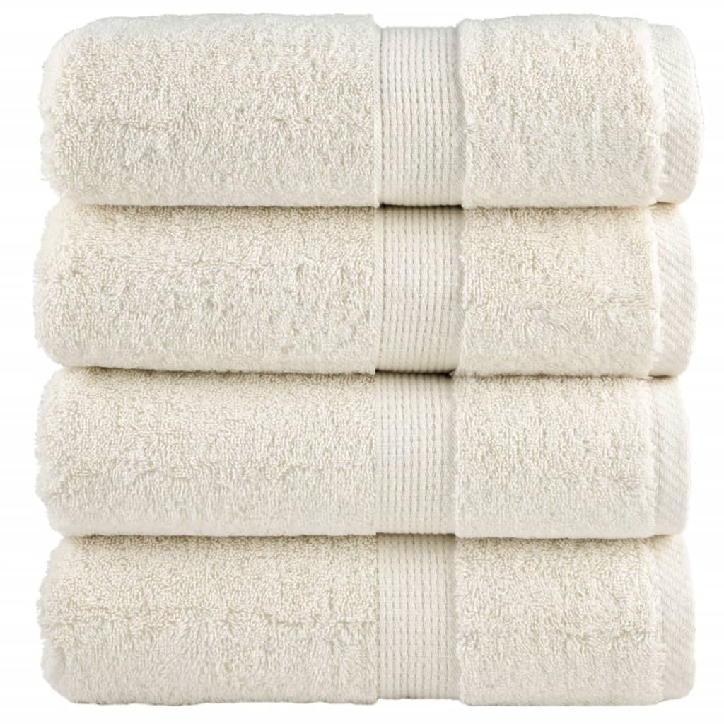 Asciugamani per Ospiti SOLUND 4 pz Crema 30x50 cm 600 g/m²