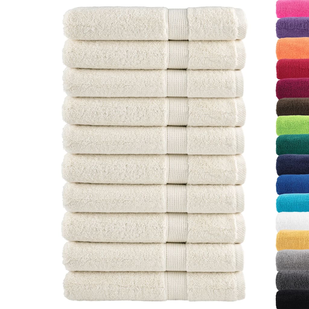 Asciugamani Premium SOLUND 10 pz Crema 100x200 cm 600 g/m² - homemem39