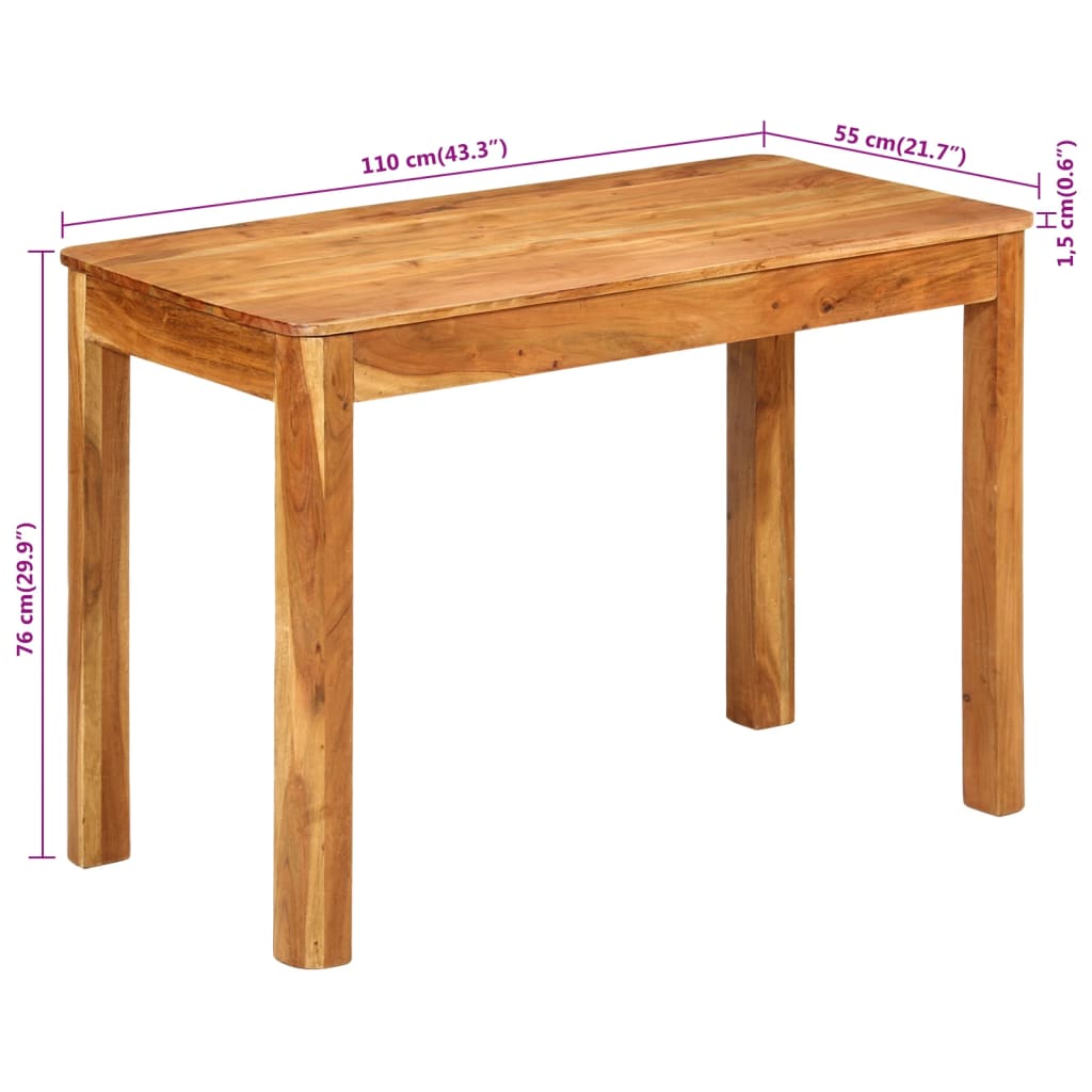 Tavolo da Pranzo 110x55x76 cm Legno Massello di Acacia | homemem39