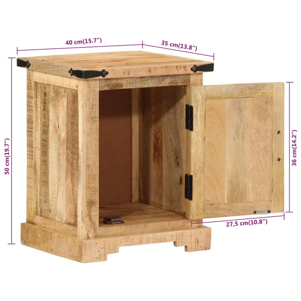 Comodino 40x35x50 cm in Legno Massello di Mango - homemem39