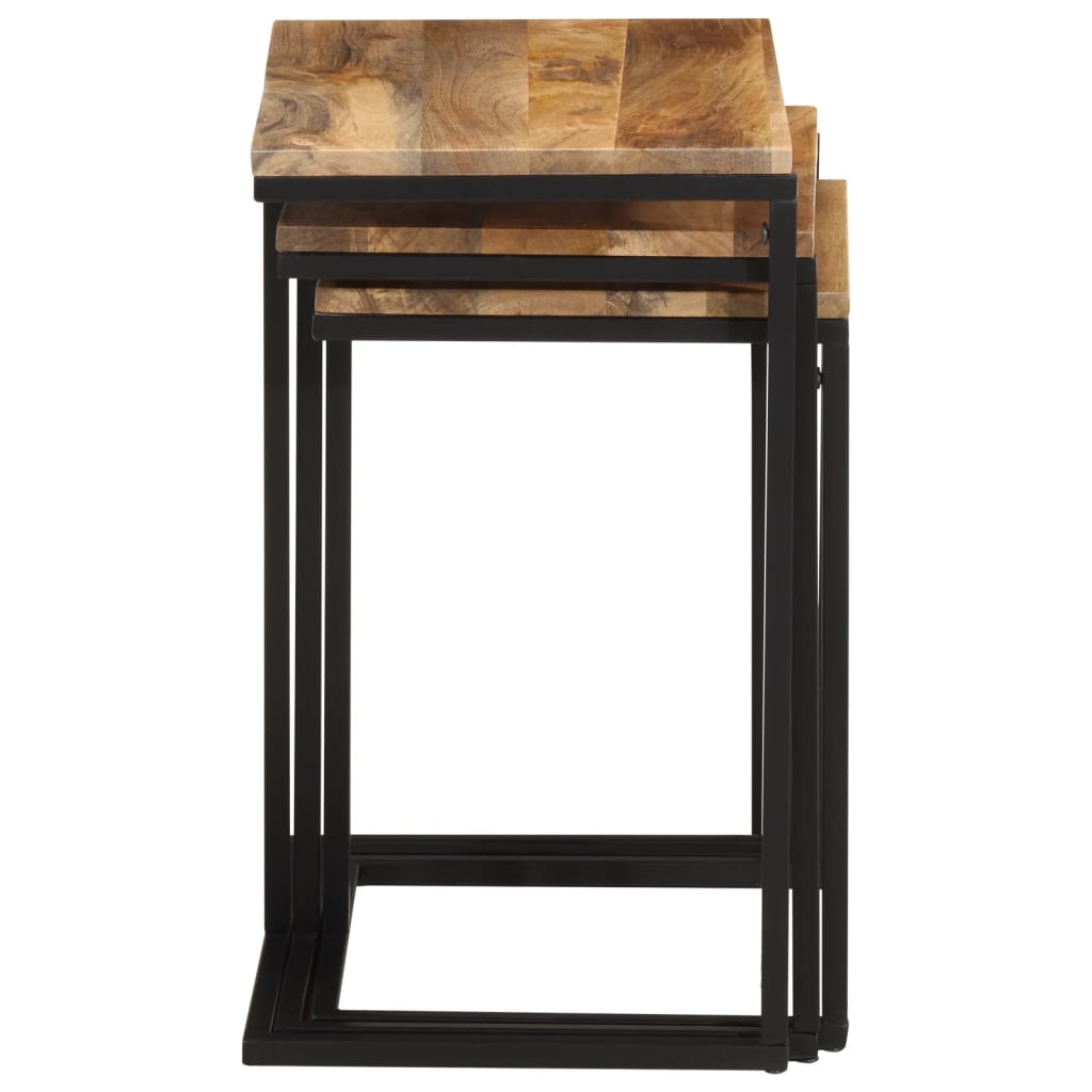 Tavolini a Incastro 3 pz in Legno Massello di Acacia - homemem39