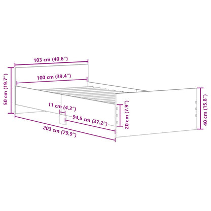 Giroletto senza Materasso Rovere Sonoma 100x200cm in Truciolato - homemem39