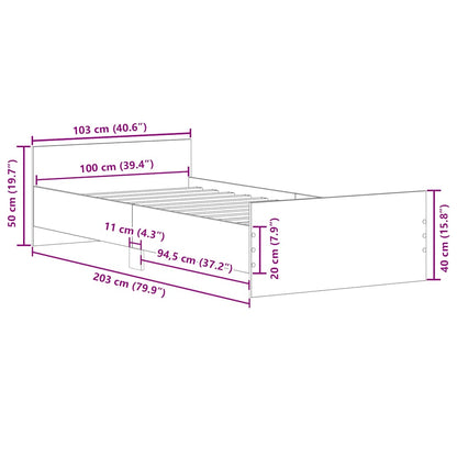 Giroletto senza Materasso Rovere Fumo 100x200 cm in Truciolato - homemem39