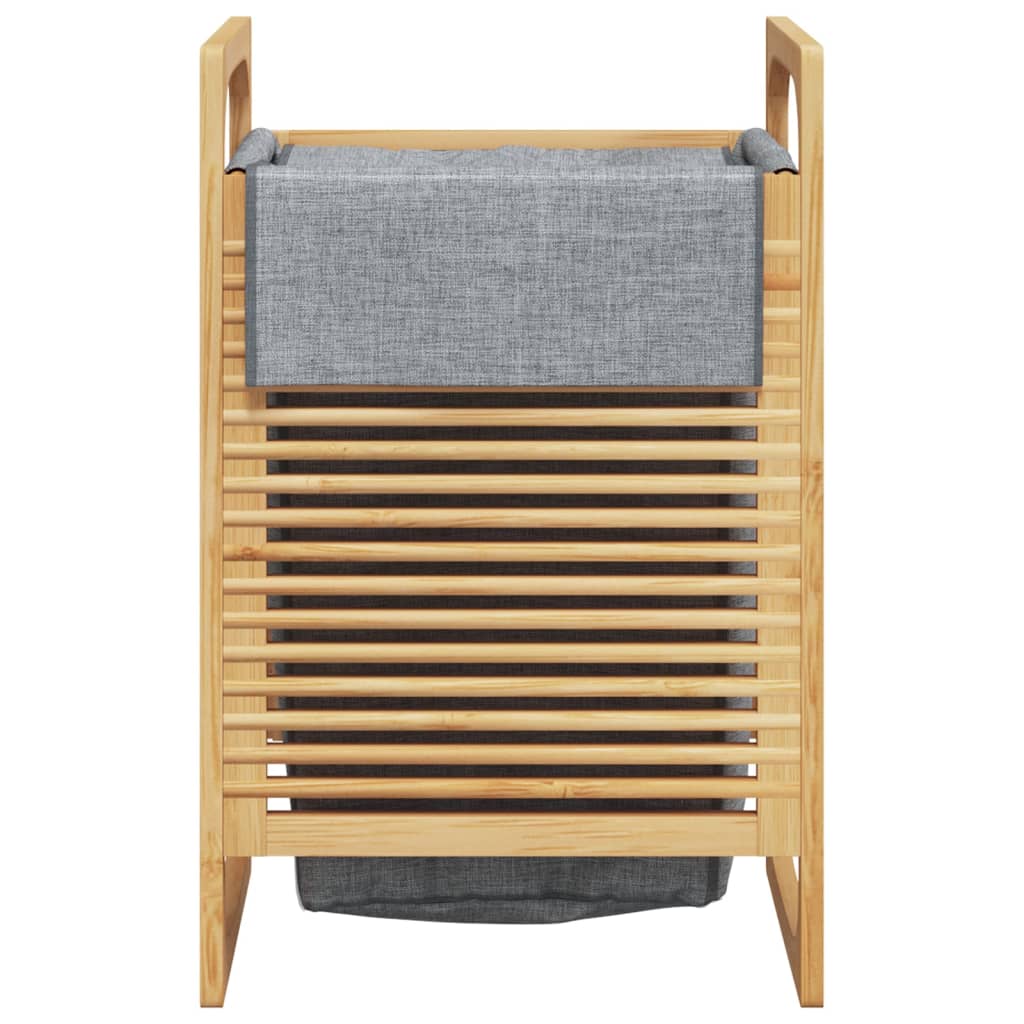 Cesto per il Bucato con Borsa Grigia 32x30x36,5 cm in Bambù | homemem39