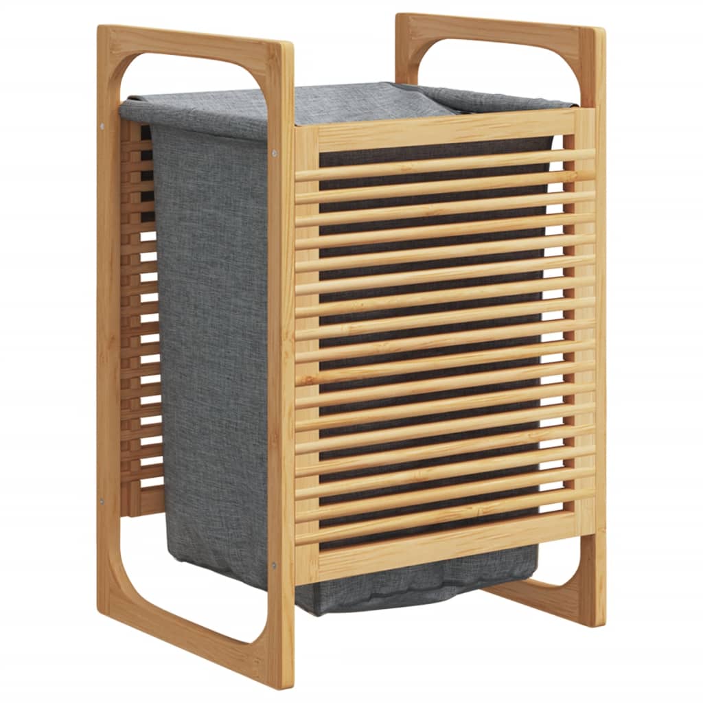 Cesto per il Bucato con Borsa Grigia 32x30x36,5 cm in Bambù | homemem39
