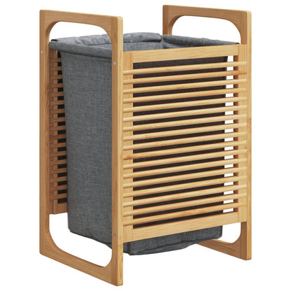 Cesto per il Bucato con Borsa Grigia 32x30x36,5 cm in Bambù | homemem39