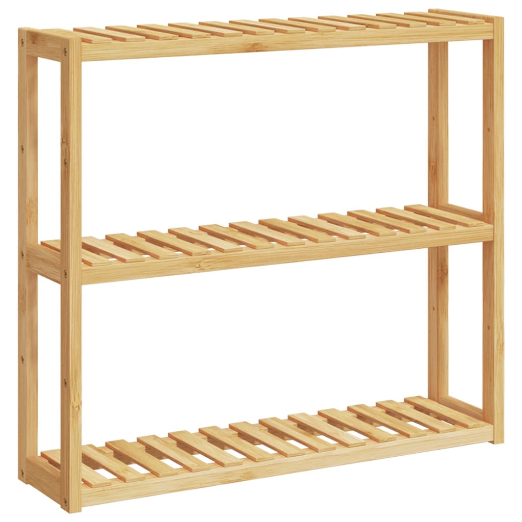 Mensola da Bagno 3 Ripiani Montaggio a Parete 60x15x54cm Bambù - homemem39