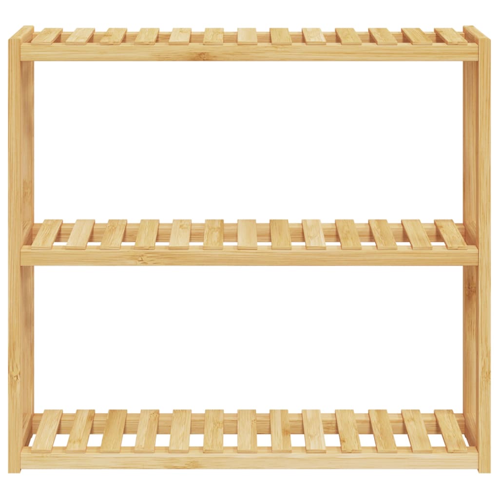 Mensola da Bagno 3 Ripiani Montaggio a Parete 60x15x54cm Bambù - homemem39