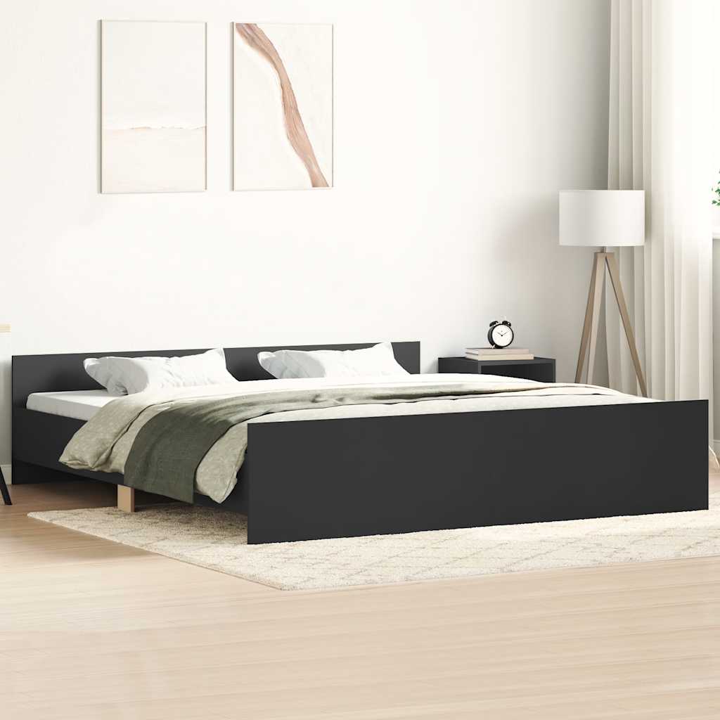 Giroletto con Testiera e Pediera Nero 200x200 cm | homemem39