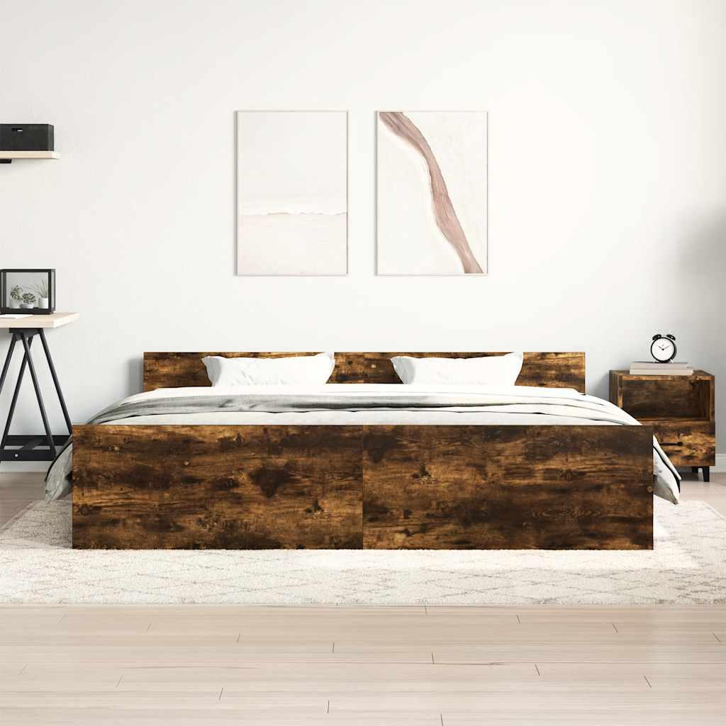 Giroletto con Testiera e Pediera Rovere Fumo 200x200 cm