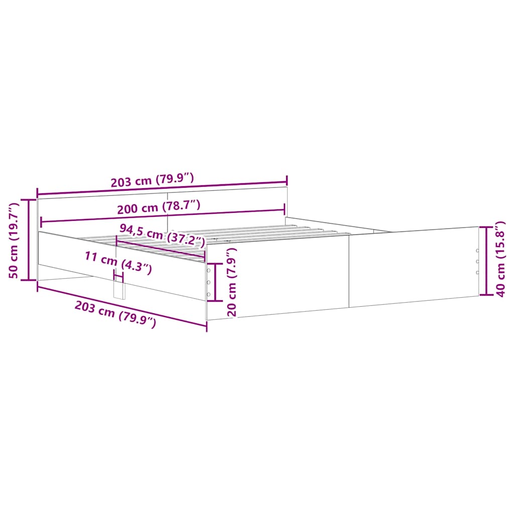 Giroletto con Testiera e Pediera Grigio Sonoma 200x200 cm - homemem39