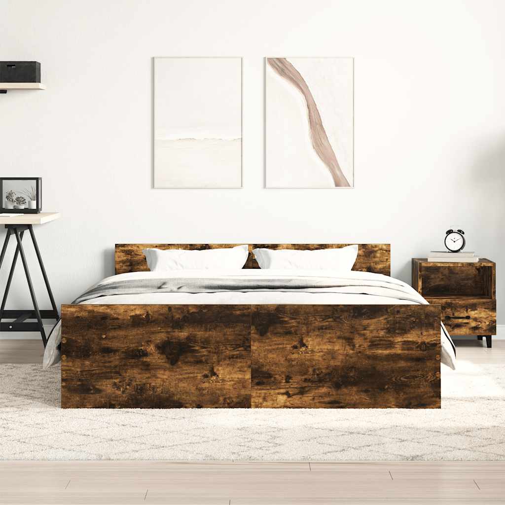 Giroletto con Testiera e Pediera Rovere Fumo 140x200 cm | homemem39