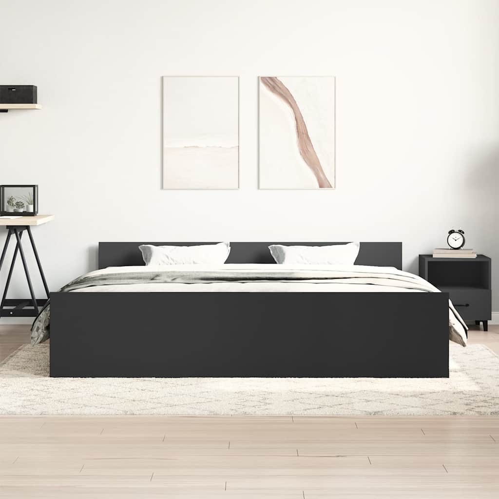 Giroletto con Testiera e Pediera Nero 160x200 cm | homemem39