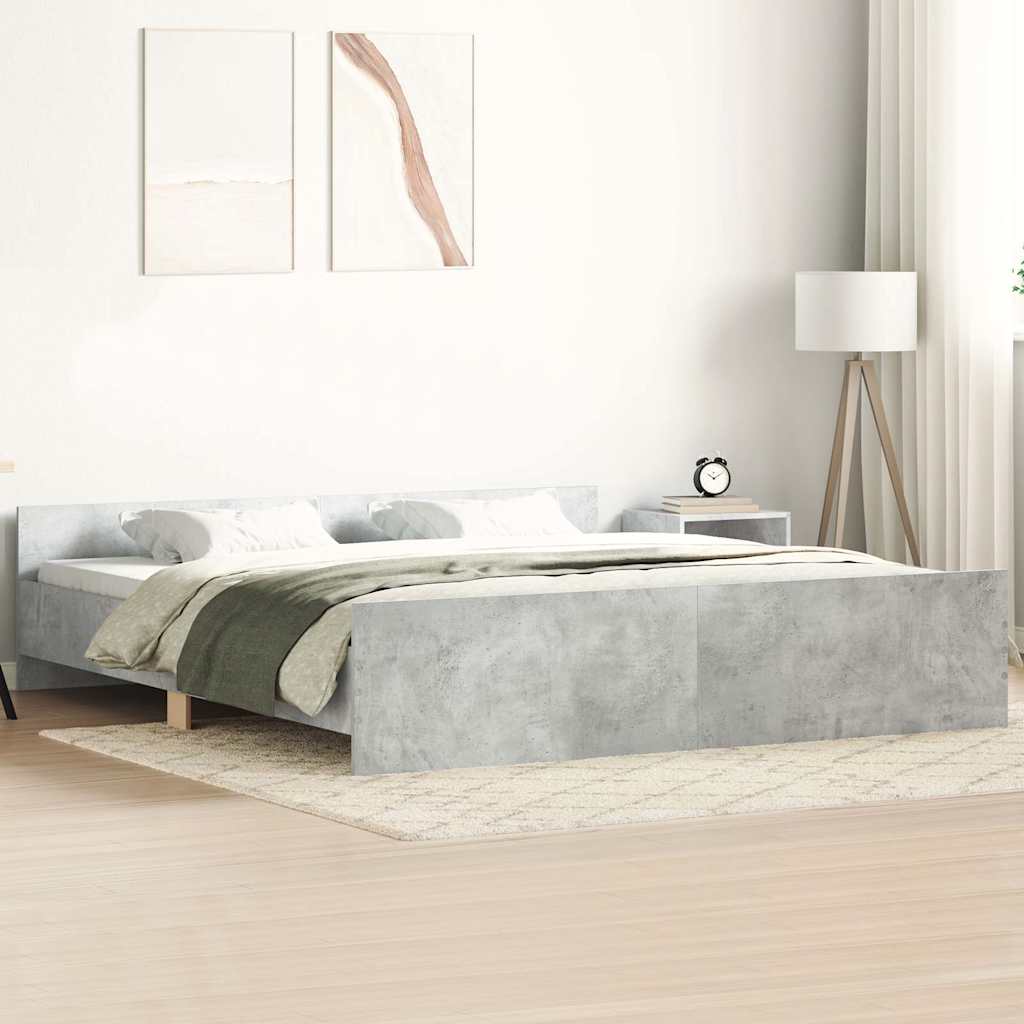 Giroletto con Testiera e Pediera Grigio Cemento 180x200 cm