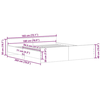 Giroletto con Testiera e Pediera Grigio Sonoma 180x200 cm - homemem39