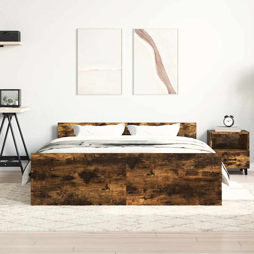 Giroletto con Testiera e Pediera Rovere Fumo 120x190 cm | homemem39