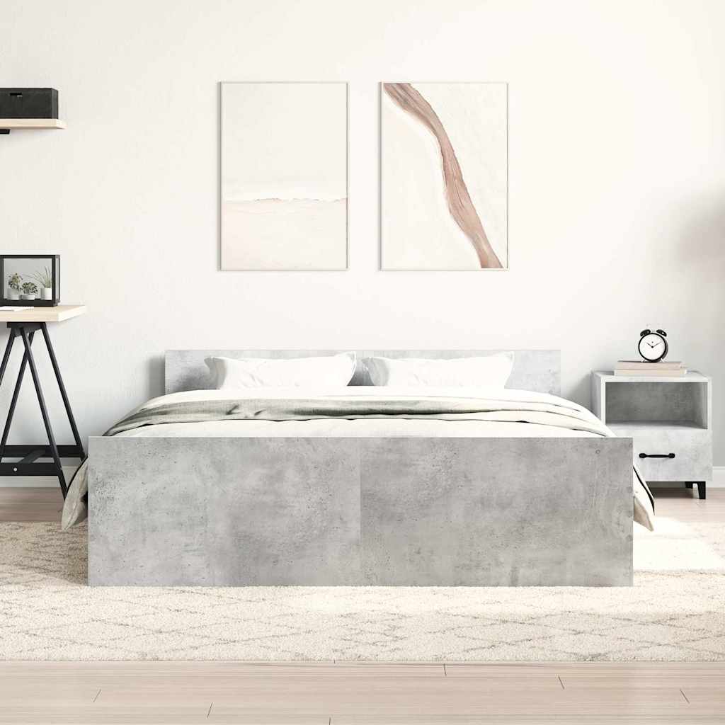 Giroletto con Testiera e Pediera Grigio Cemento 140x190 cm | homemem39