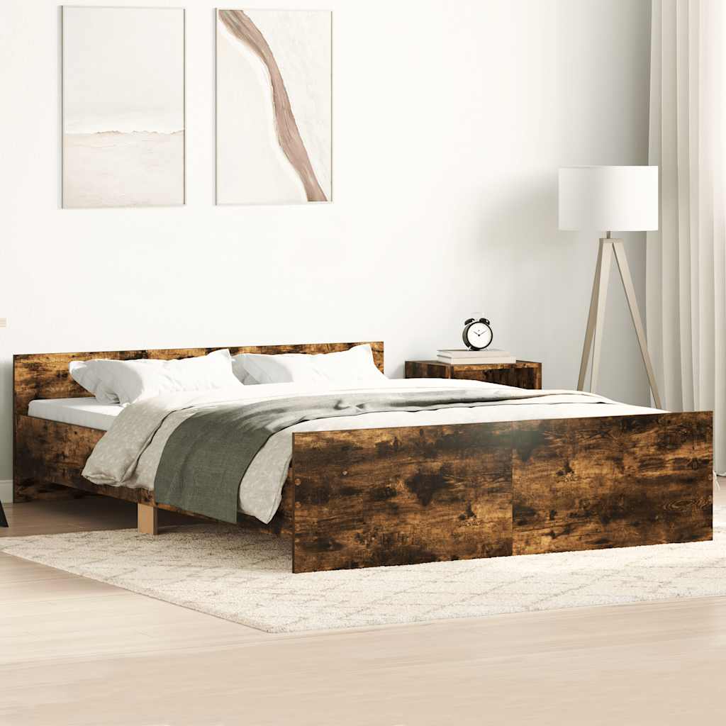 Giroletto con Testiera e Pediera Rovere Fumo 140x190 cm | homemem39
