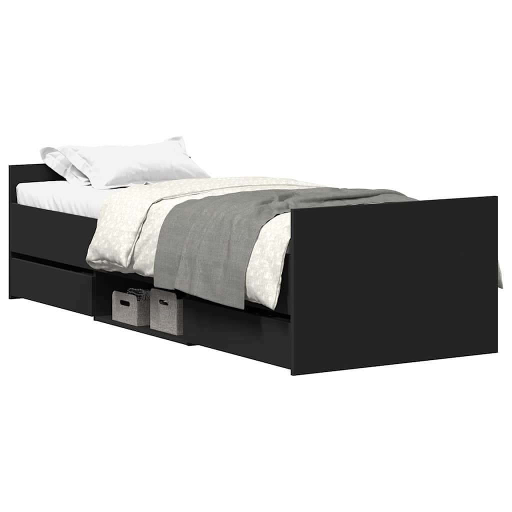 Giroletto con Testiera e Pediera Nero 100x200 cm | homemem39