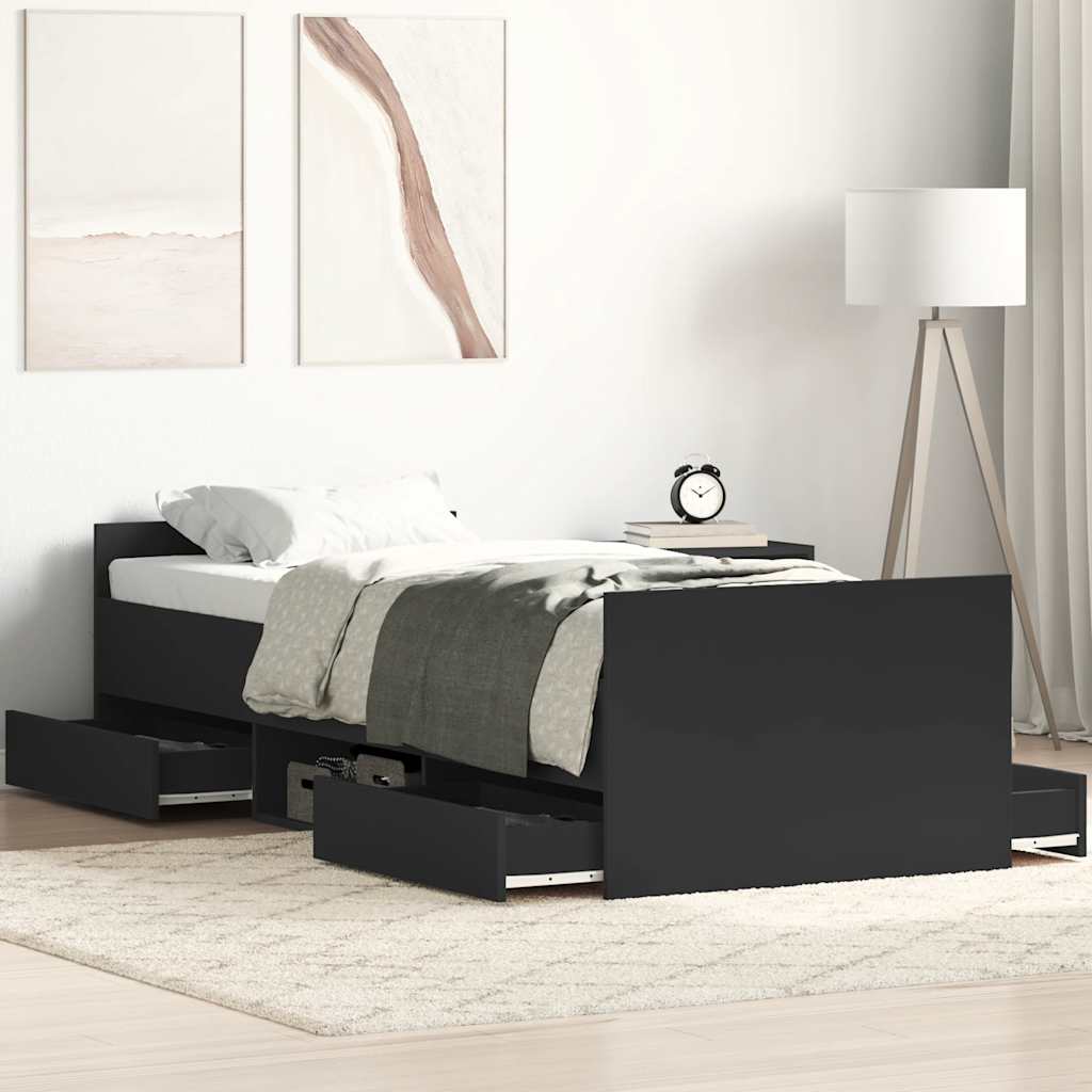 Giroletto con Testiera e Pediera Nero 100x200 cm | homemem39