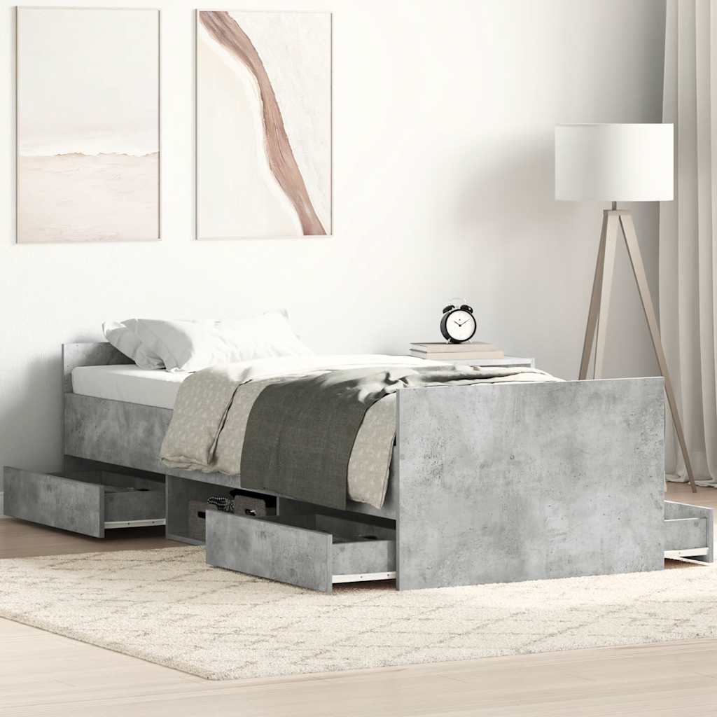 Giroletto con Testiera e Pediera Grigio Cemento 100x200 cm | homemem39