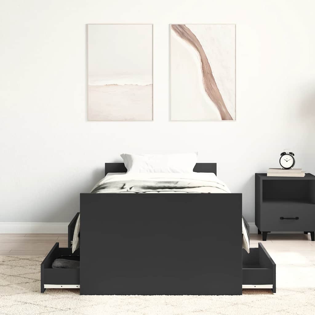 Giroletto con Testiera e Pediera Nero 90x200 cm