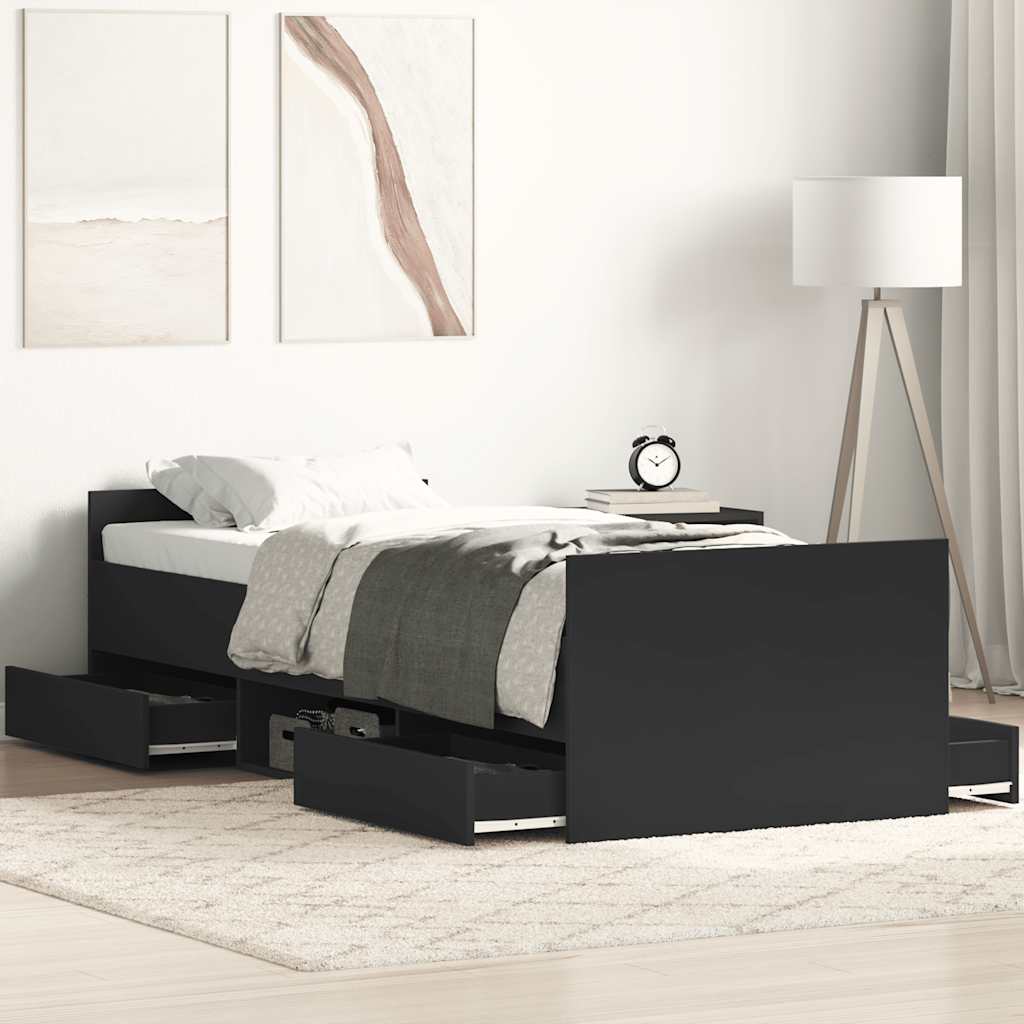 Giroletto con Testiera e Pediera Nero 90x200 cm