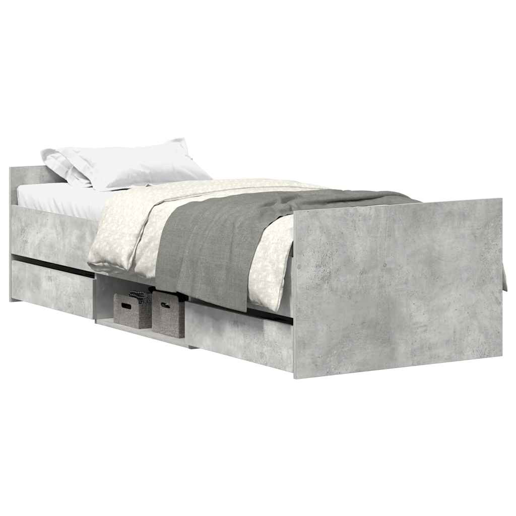 Giroletto con Testiera e Pediera Grigio Cemento 90x200 cm | homemem39