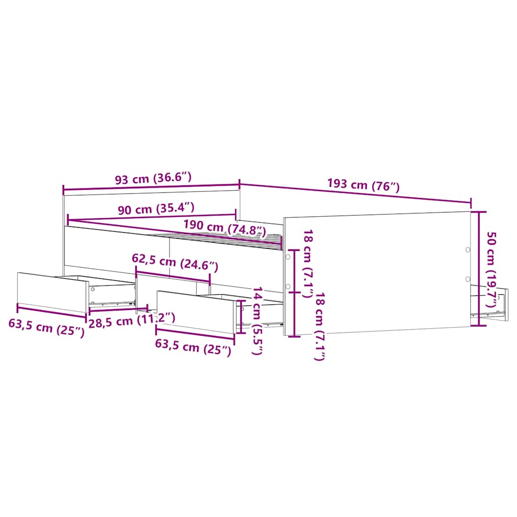 Giroletto con Testiera e Pediera Bianco 90x190 cm | homemem39