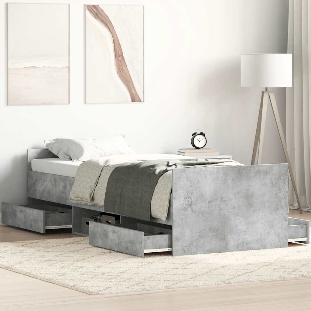Giroletto con Testiera e Pediera Grigio Cemento 90x190 cm