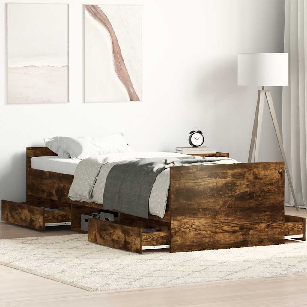 Giroletto con Testiera e Pediera Rovere Fumo 90x190 cm - homemem39