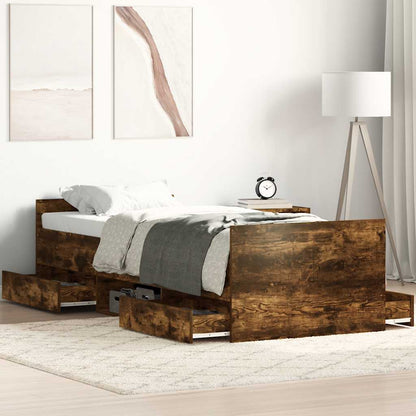 Giroletto con Testiera e Pediera Rovere Fumo 90x190 cm - homemem39