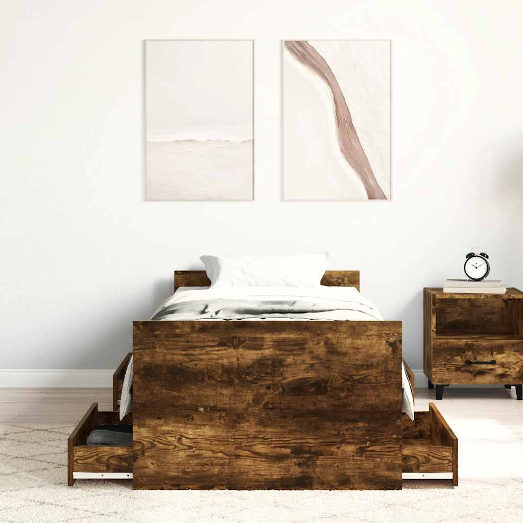 Giroletto con Testiera e Pediera Rovere Fumo 75x190 cm | homemem39