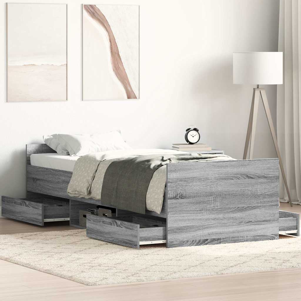 Giroletto con Testiera e Pediera Grigio Sonoma 75x190 cm | homemem39