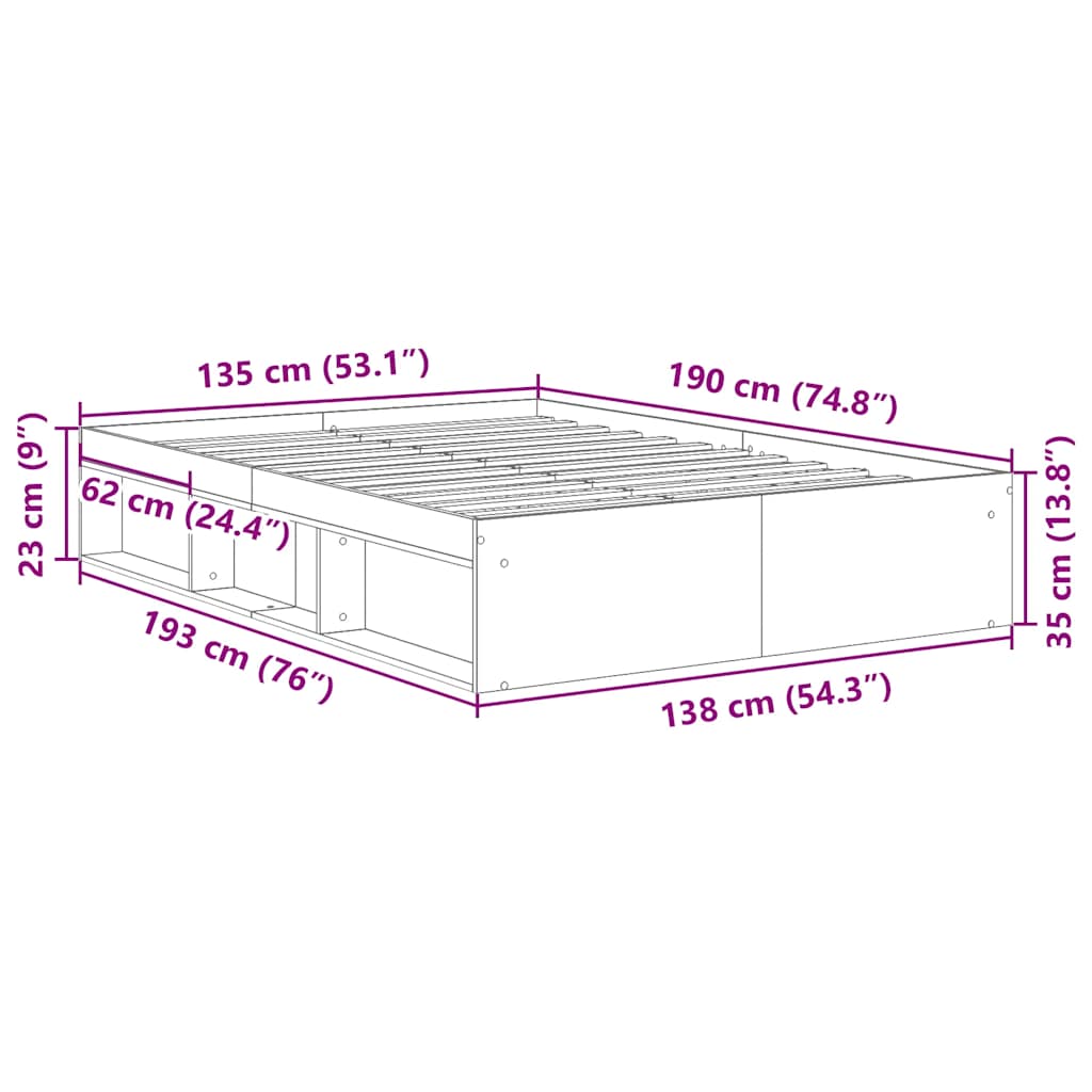 Giroletto Rovere Fumo 135x190 cm Double