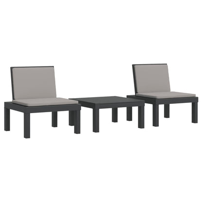 Set Salotto da Giardino 3 pz con Cuscini Antracite in PP | homemem39