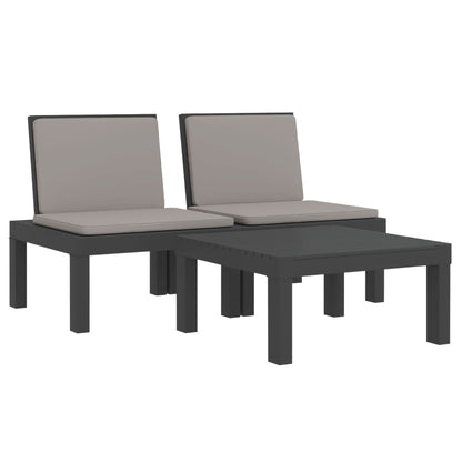 Set Salotto da Giardino 3 pz con Cuscini Antracite in PP | homemem39