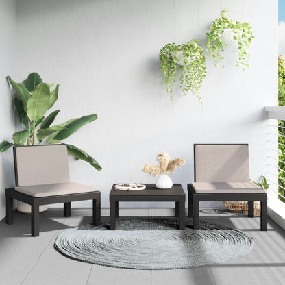 Set Salotto da Giardino 3 pz con Cuscini Antracite in PP | homemem39