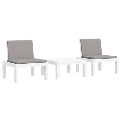 Set Salotto da Giardino 3 pz con Cuscini Bianco in PP | homemem39