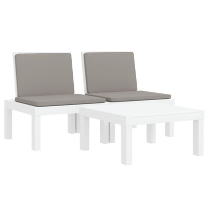 Set Salotto da Giardino 3 pz con Cuscini Bianco in PP | homemem39