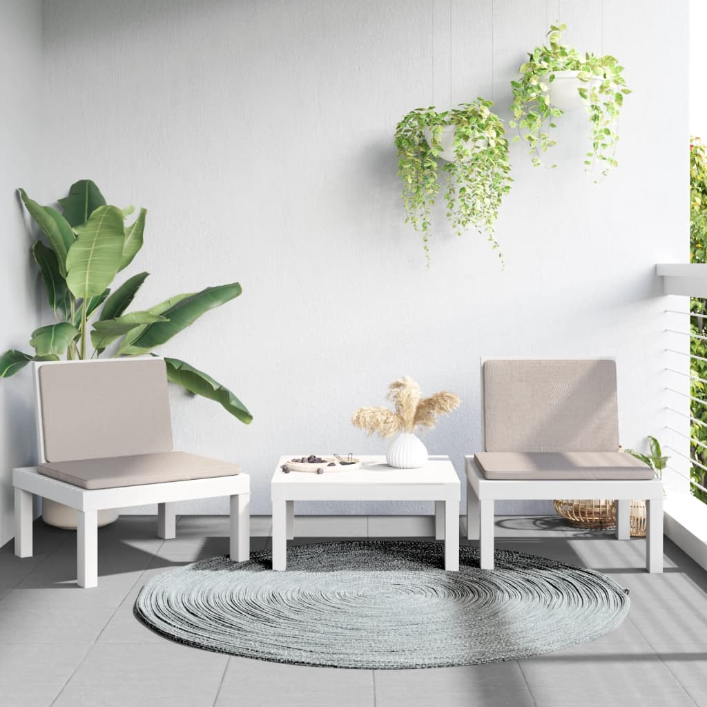 Set Salotto da Giardino 3 pz con Cuscini Bianco in PP | homemem39
