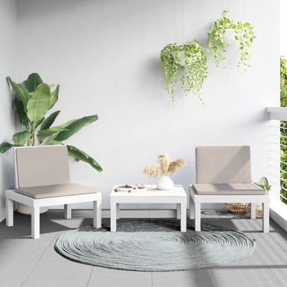 Set Salotto da Giardino 3 pz con Cuscini Bianco in PP | homemem39