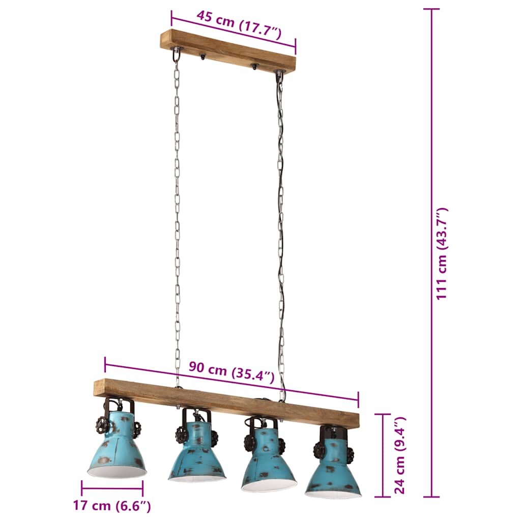 Lampada da Soffitto 25 W Blu Anticato 90x24x111 cm E27 | homemem39