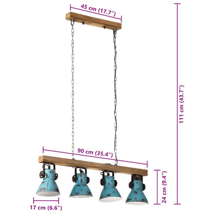 Lampada da Soffitto 25 W Blu Anticato 90x24x111 cm E27 | homemem39